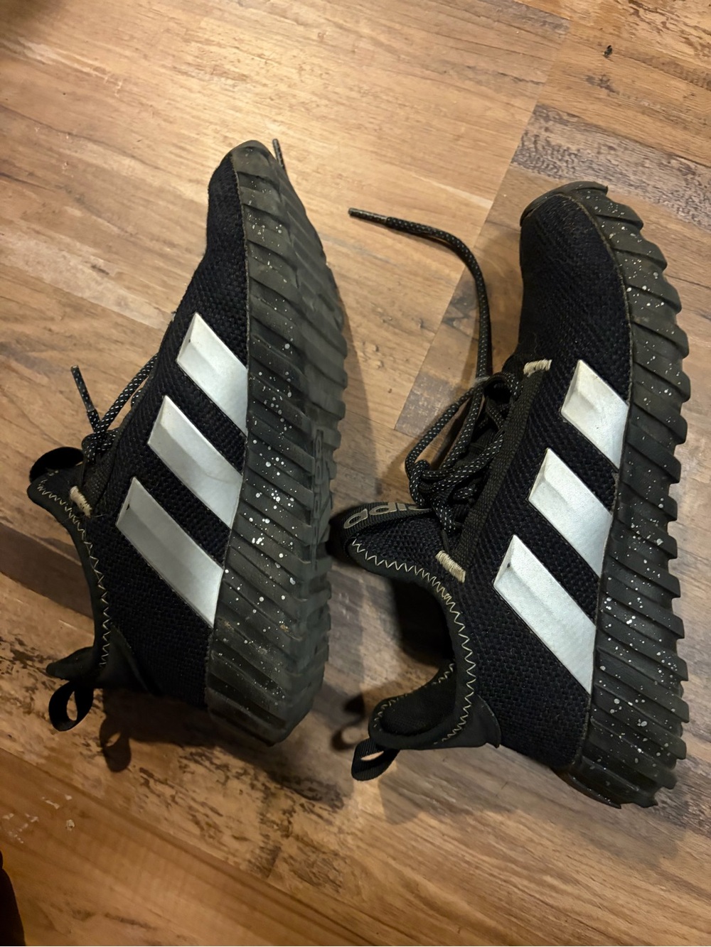 adidas Kids Black Sneakers with White Stripes